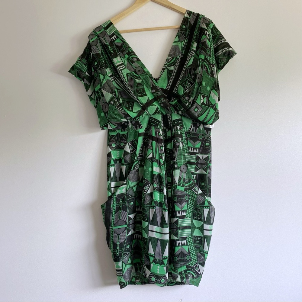 Skunkfunk Geometric Faux Wrap Pockets Dress